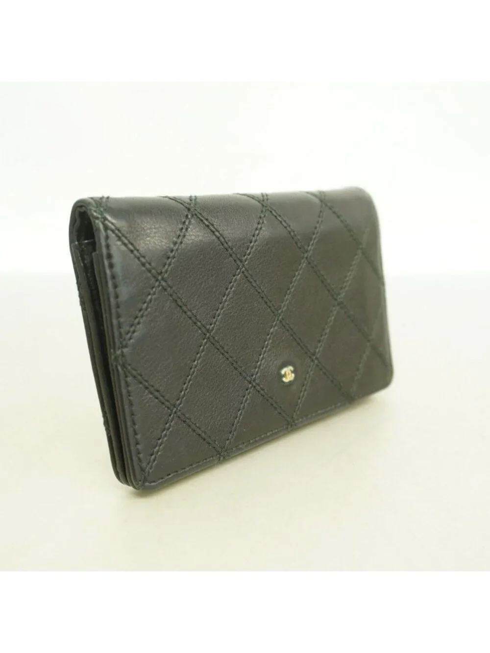 Chanel Card Case Bicolor Leather Black Gold
